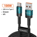 Кабель в тканевой оплетке с экраном Toocki 66/100W  USB to Type-C to Type-C