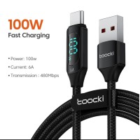 Кабель в тканевой оплетке с экраном Toocki 66/100W  USB to Type-C to Type-C